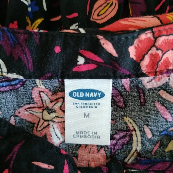 Old Navy Womens Multicolor Long Sleeve Henley Neck Floral Tunic Top Size M - Picture 5 of 6